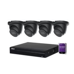 Dahua HDW3541TM-4104HS-P-4KS2 PoE 5MP AI Kit Zwart